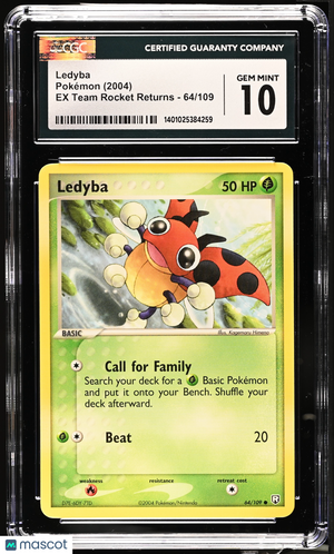 2004 Pokemon—Ledyba #64/109 EX Team Rocket Returns—Common Nonholo CGC 10
