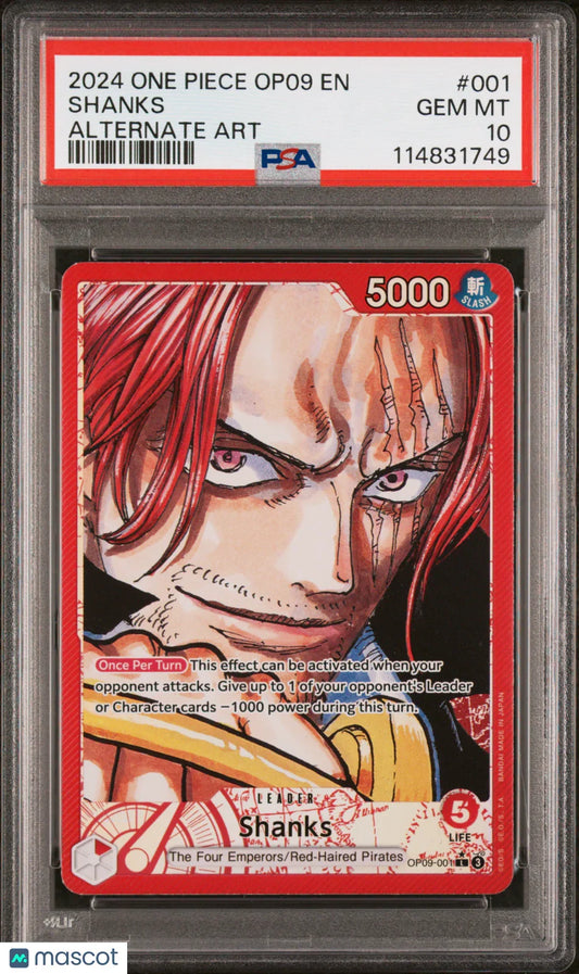 2024 One Piece Shanks OP09 #001 Alternate Art PSA 10 - Papa Joey's Collectibles