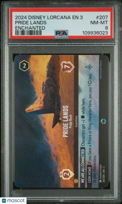 —Pride Lands #207 2024 Disney Lorcana EN 3-Into The Inklands— Enchanted PSA 8