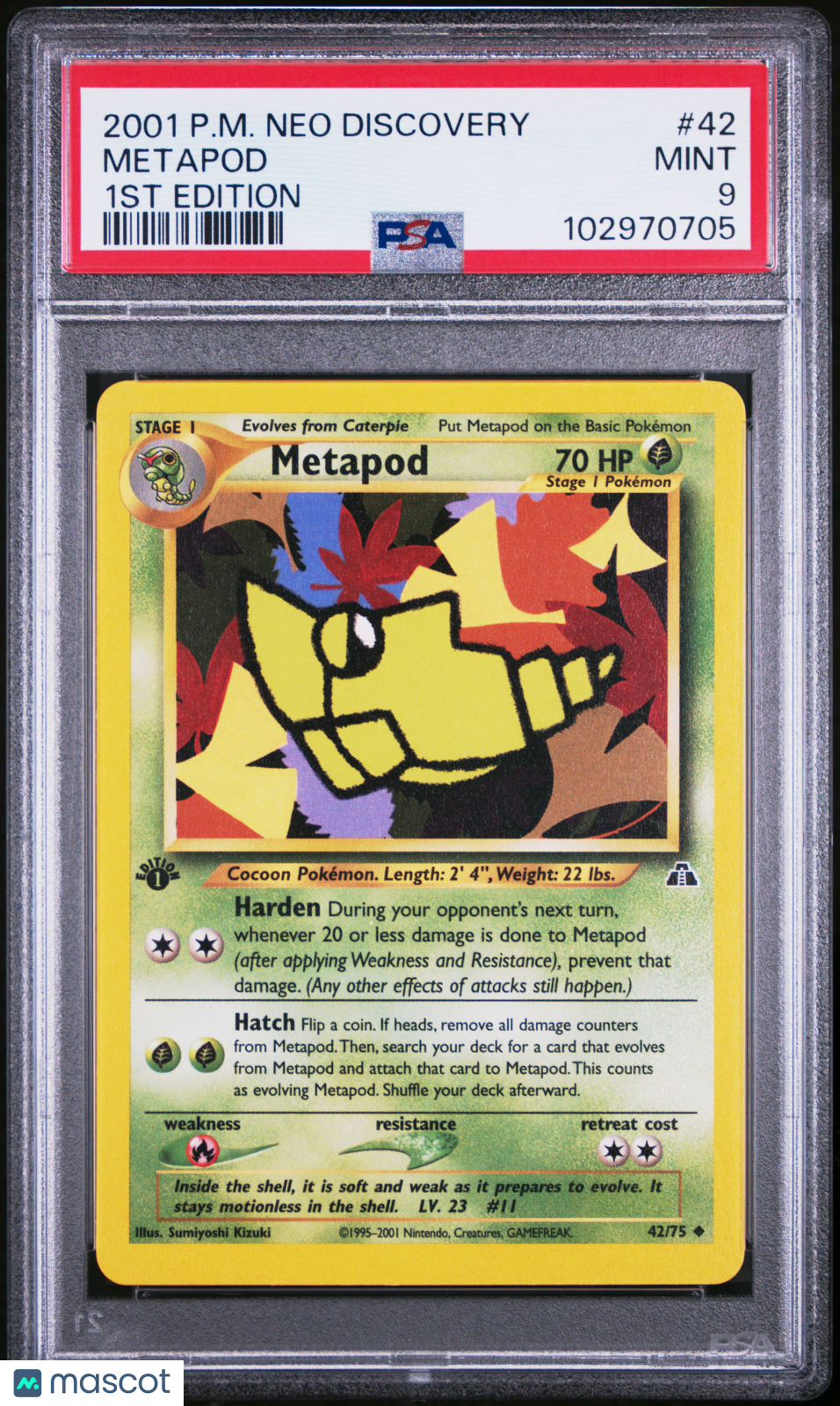 Metapod 2001 Pokemon Neo Discovery #42 1ST Edition PSA 9