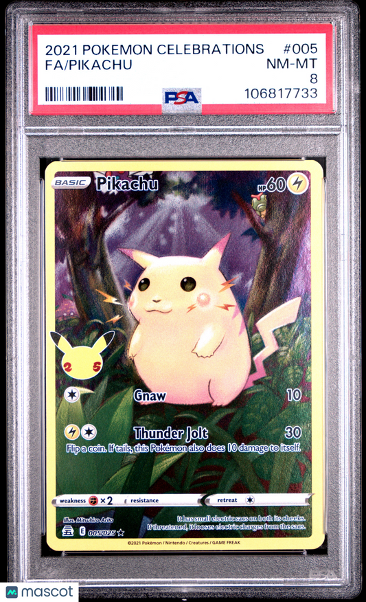 Pokemon TCG Pikachu 2021 Pokemon Celebrations #005 PSA 8