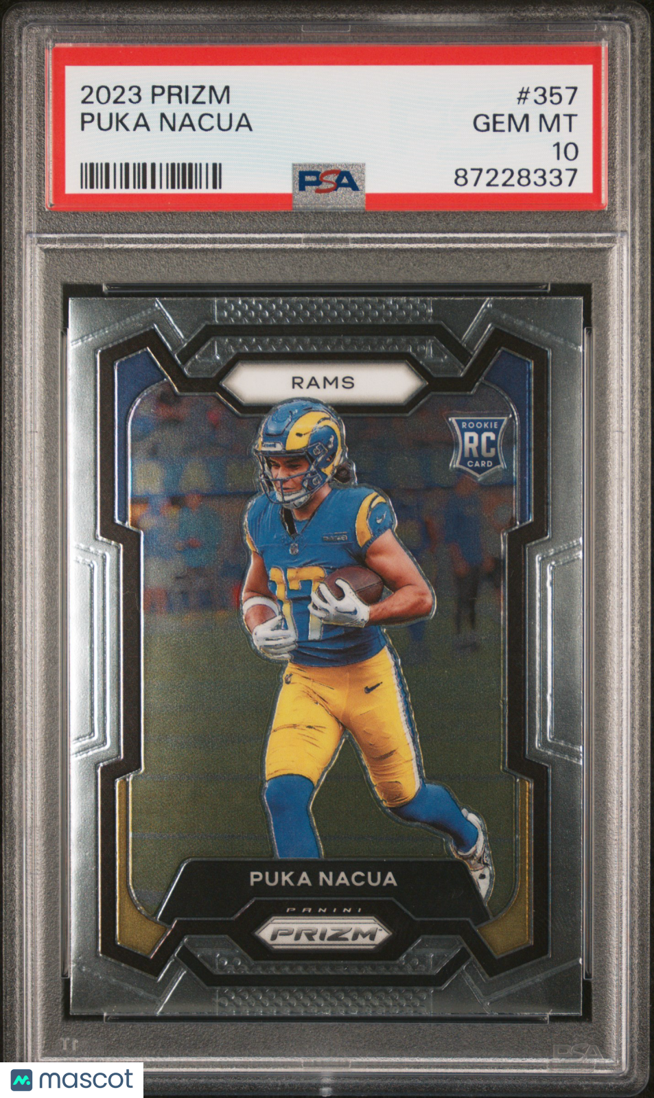 2023 Panini Prizm Football—Puka Nacua #357 Silver —PSA 10