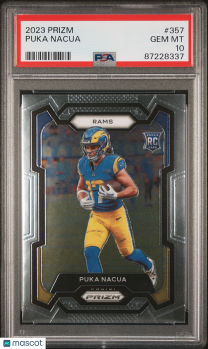 2023 Panini Prizm Football—Puka Nacua #357 Silver —PSA 10