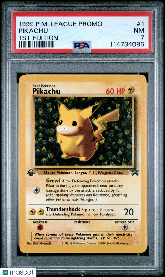 Pikachu 1999 Pokemon League Promo #1 1ST Edition PSA 7 - Papa Joey's Collectibles