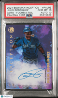 2021 Bowman Inception Auto. Baseball—Julio Rodriguez Foil 15/75—PSA 10 Auto 10
