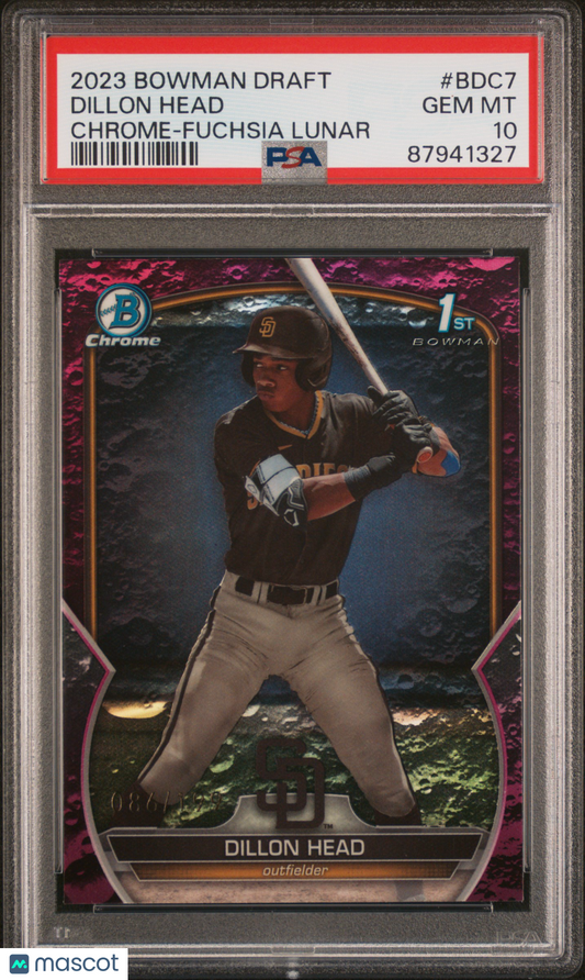 2023 Bowman Draft Baseball Dillon Head Fuchsia Lunar Ref #BDC7 PSA 10