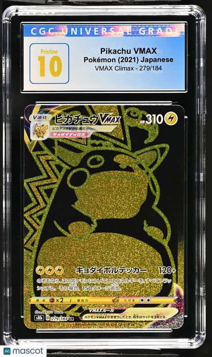 —Pikachu VMAX #279/184 2021 Pokemon VMAX Climax—Ultra Rare Holo Japanese Ultra Rare CGC 10