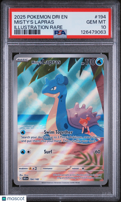 2025 Pokemon—Misty's Lapras #194 Destined Rivals—Illustration Rare Foil PSA 10
