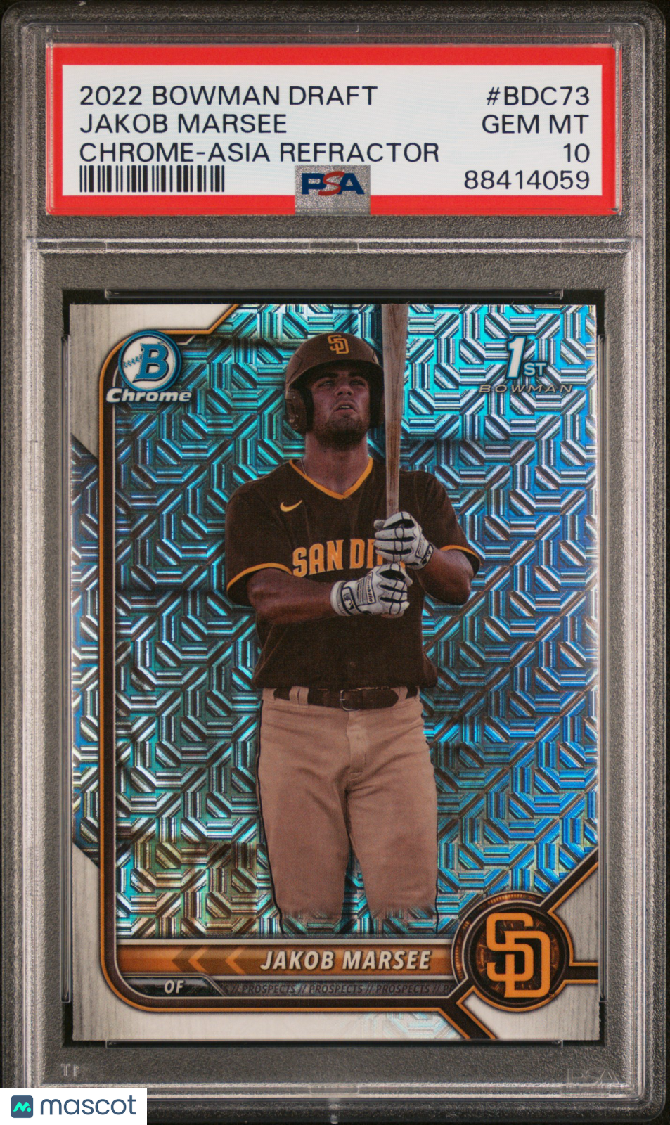 Bowman 2022 Draft Baseball—Jakob Marsee #BDC73 Chrome Asia Refractor —PSA 10