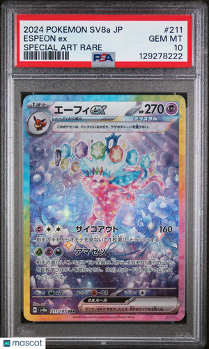 2024 Pokemon—Espeon ex #211 Sv8a: Terastal Fest Ex—SAR Holo Japanese PSA 10