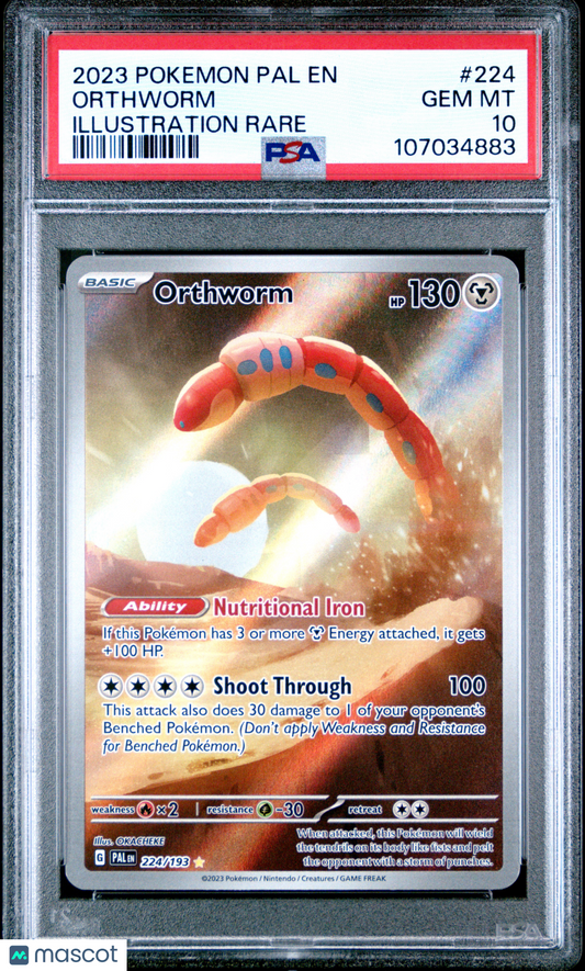 Orthworm 2023 Pokemon Pal EN-Paldea Evolved #224 Illustration Rare PSA 10