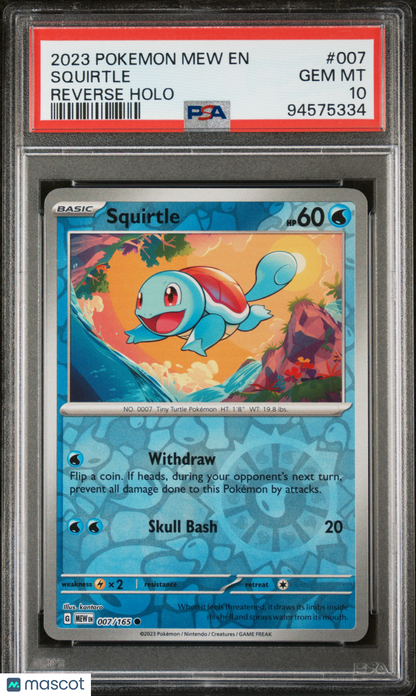 2023 —Squirtle #007 Pokemon 151—Common Reverse Holo PSA 10