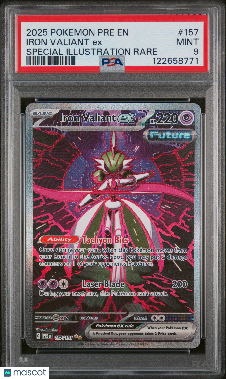 Iron Valiant EX 2025 Pokemon Pre EN-Prismatic Evolutions #157 PSA 9