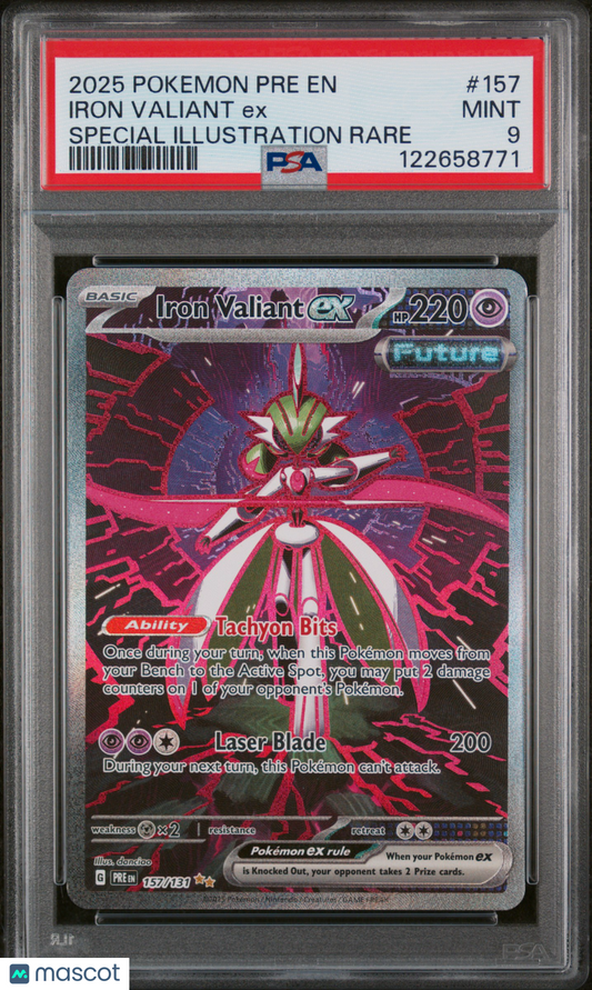 Iron Valiant EX 2025 Pokemon Pre EN-Prismatic Evolutions #157 PSA 9