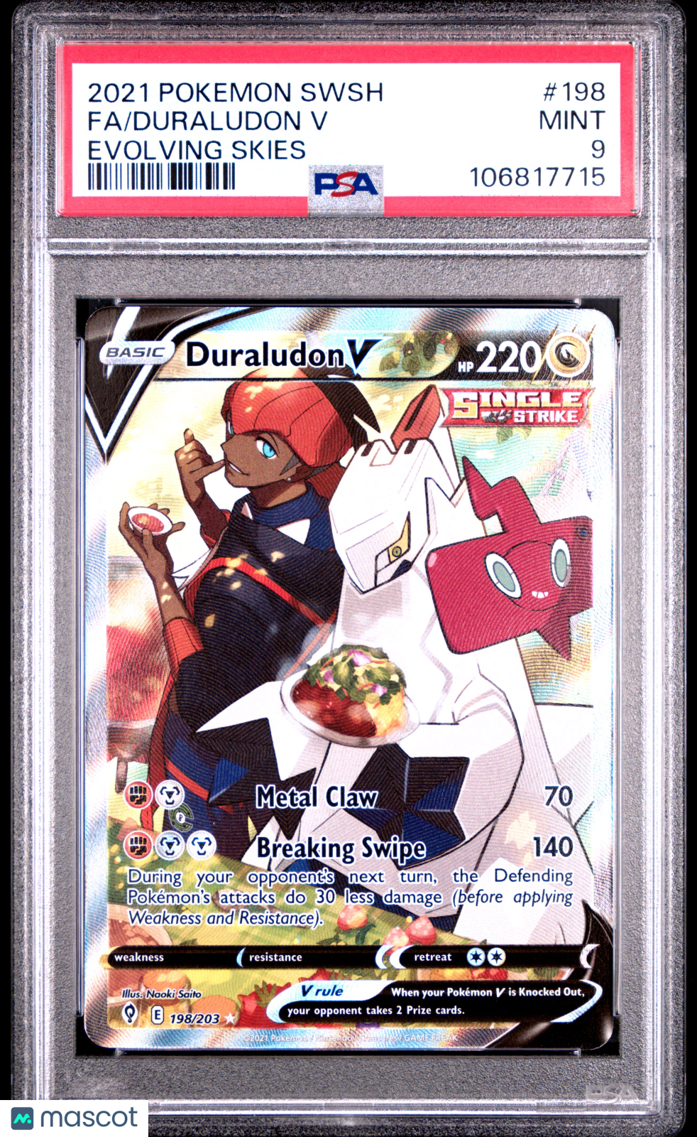 Pokemon TCG Duraludon V 2021 Pokemon Sword & Shield Evolving Skies #198 Evolving Skies PSA 9