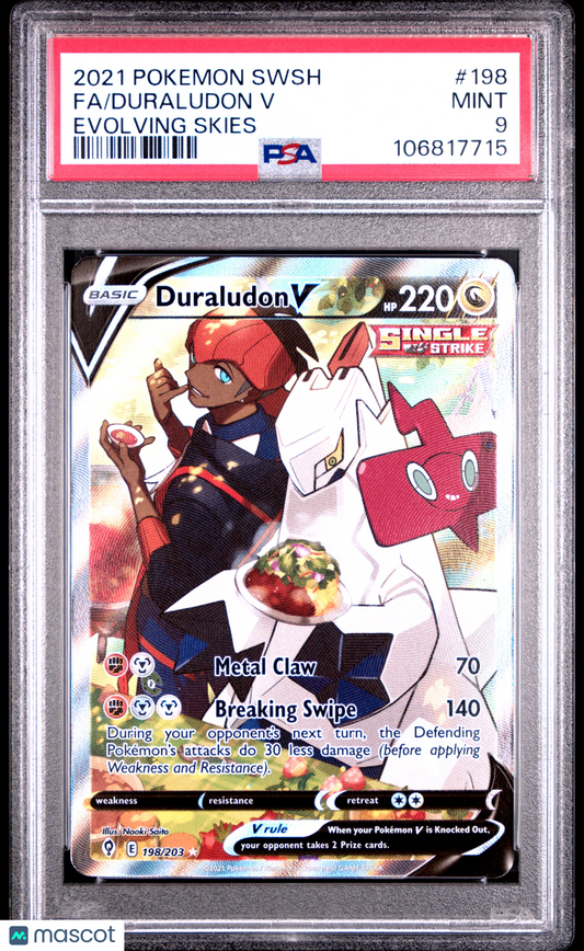 Pokemon TCG Duraludon V 2021 Pokemon Sword & Shield Evolving Skies #198 Evolving Skies PSA 9