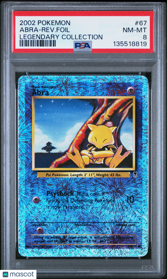 Abra-Rev. Foil 2002 Pokemon Legendary Collection #67 Legendary Collection PSA 8