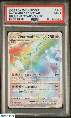 2022 Pokemon—Charizard VSTAR #174 Brilliant Stars—Secret Rare Holo PSA 9