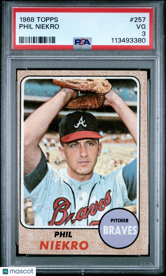 1968 Topps Baseball Phil Niekro #257 PSA 3