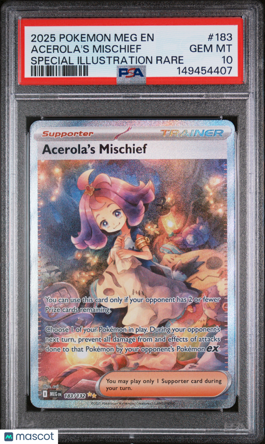 2025 Pokemon—Acerola's Mischief #183 Mega Evolution—SIR PSA 10