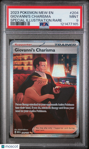 2023 Pokemon—Giovanni's Charisma #204/165 Scarlet & Violet 151—SIR Holo PSA 9