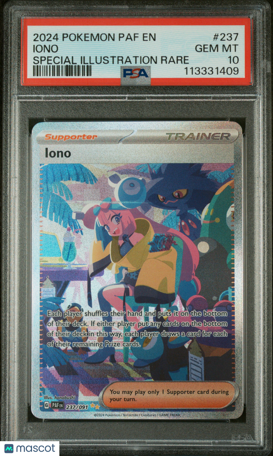 2024 Pokemon Paf EN-Paldean Fates—Iono #237 Paldean Fates—SIR Holo PSA 10