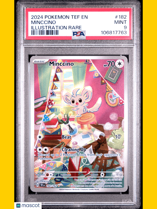Pokemon TCG Minccino 2024 Pokemon Tef Illustration Rare PSA 9
