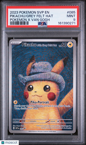 2023 Pokemon—Pikachu with Grey Felt Hat #085 SVP—Black Star Promo Holo PSA 9