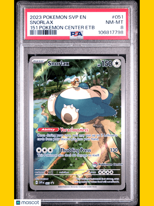 Pokemon TCG Snorlax 2023 Pokemon SVP EN-SV Black Star Promo  PSA 8