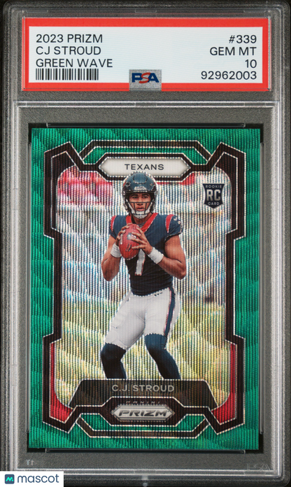 2023 Panini Prizm Football—CJ Stroud #339 Green Wave —PSA 10