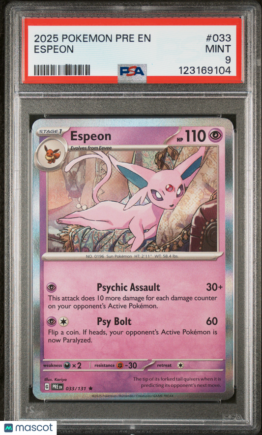 Espeon 2025 Pokemon Pre EN-Prismatic Evolutions #033 PSA 9