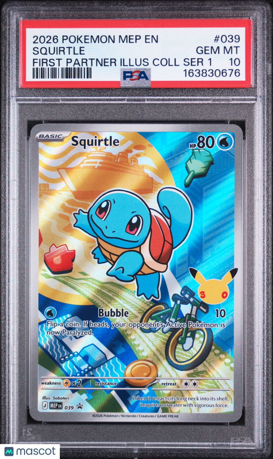2026 Pokemon—Squirtle #039 Mega Evolution Promo—Black Star Promo Holo PSA 10