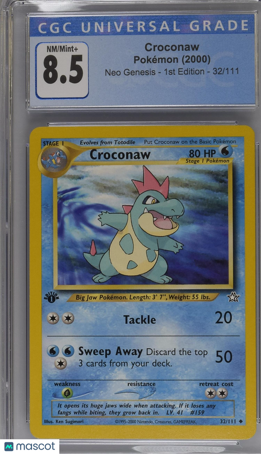 Croconaw 2000 Pokémon Neo Genesis - 1st Ed. #32/111 CGC 8.5