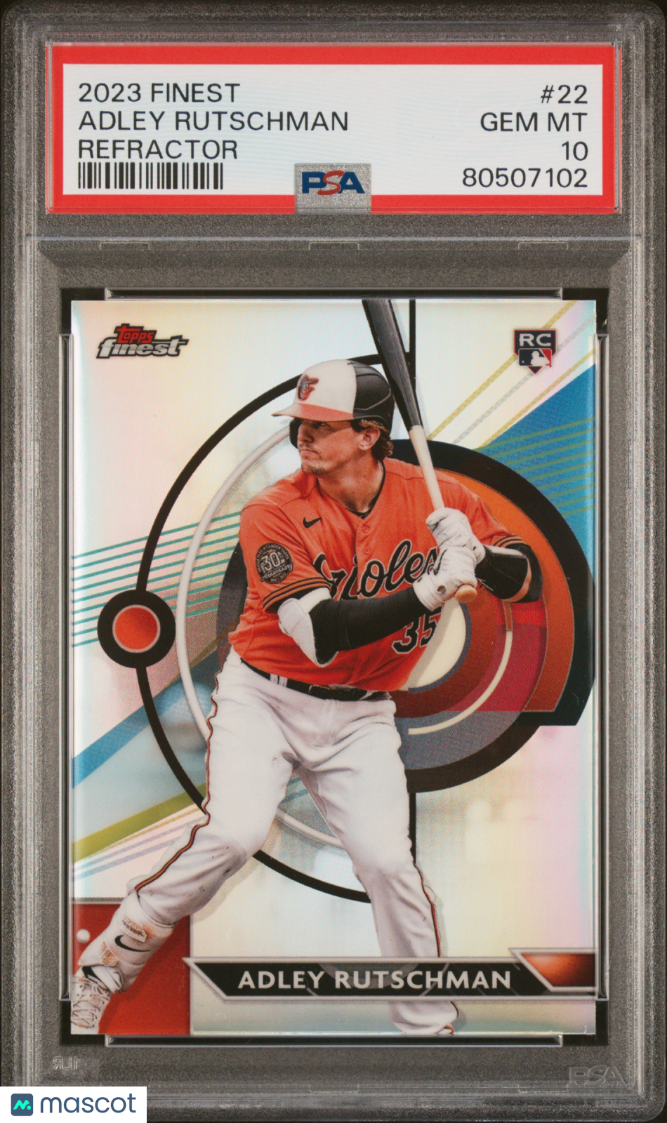 2023 Topps Finest Baseball—Adley Rutschman #22 Refractor —PSA 10