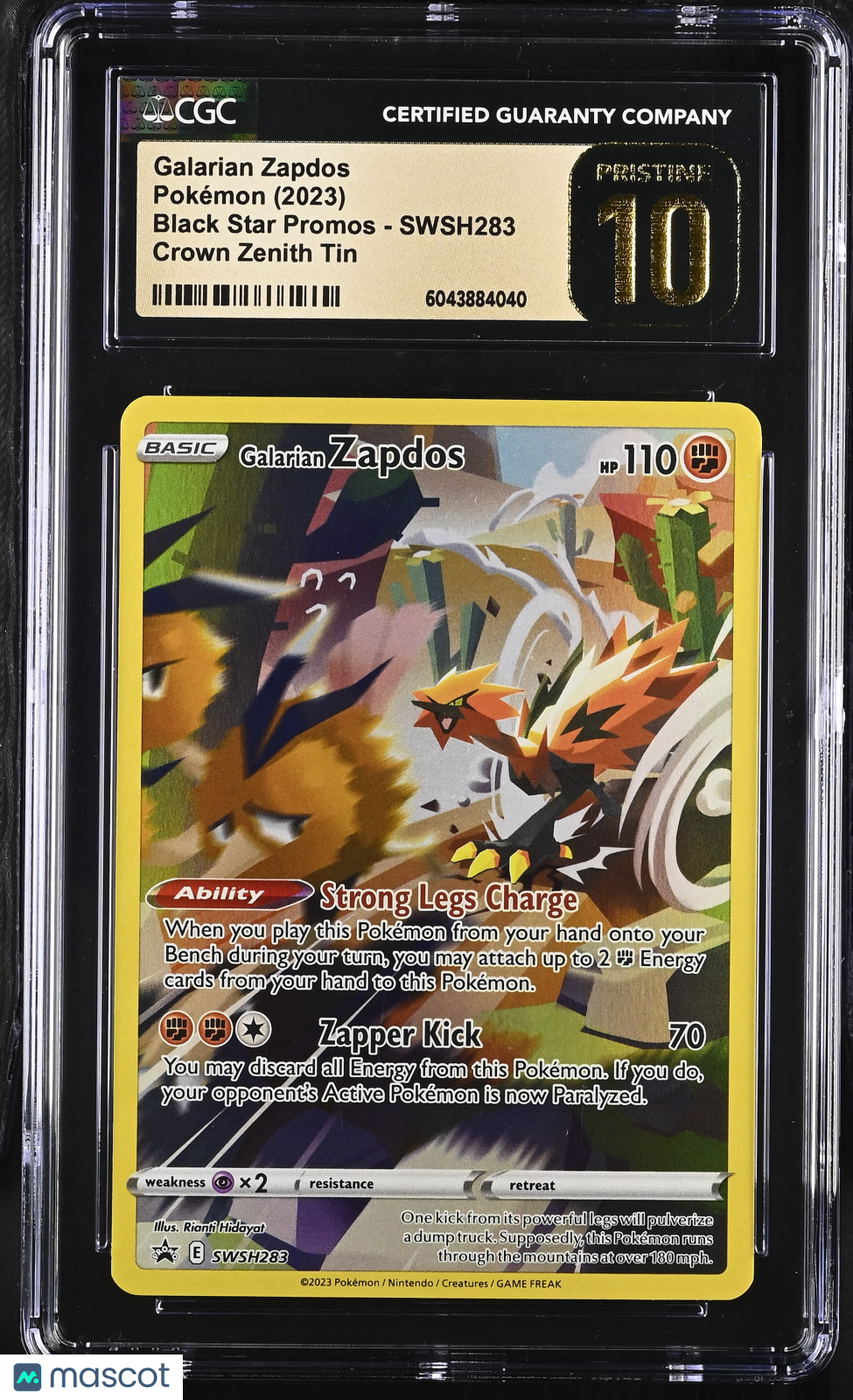 2023 Pokemon—Galarian Zapdos #SWSH283 Sword & Shield—Black Star Promo CGC 10