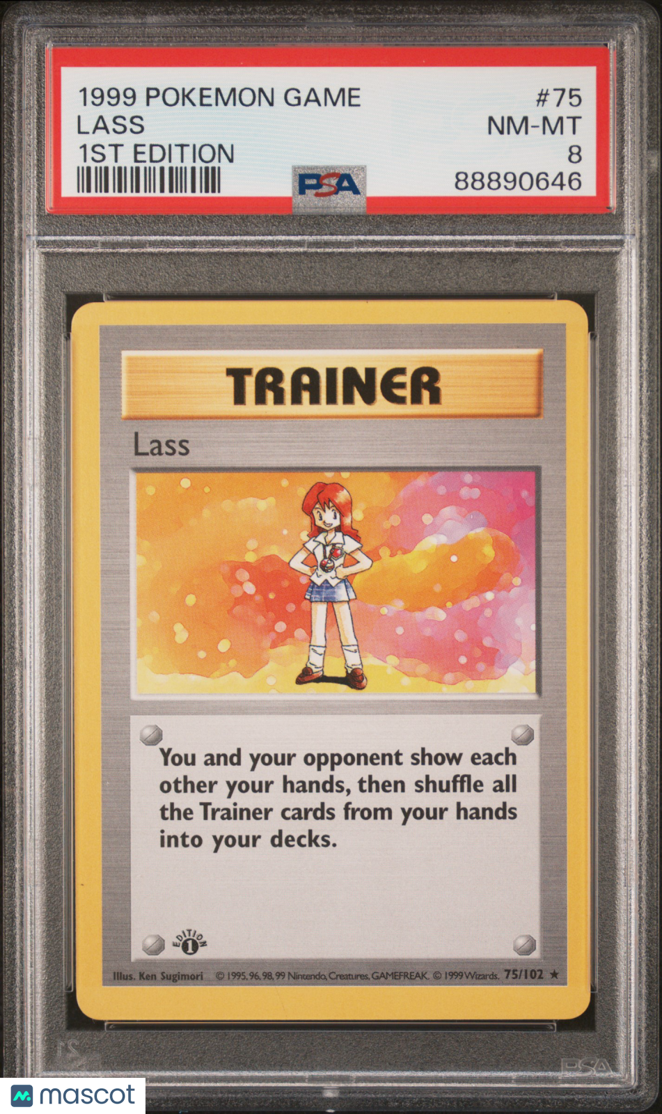 1999 Pokemon—Lass #75 Base Set—Rare Non-Foil 1st Edition PSA 8