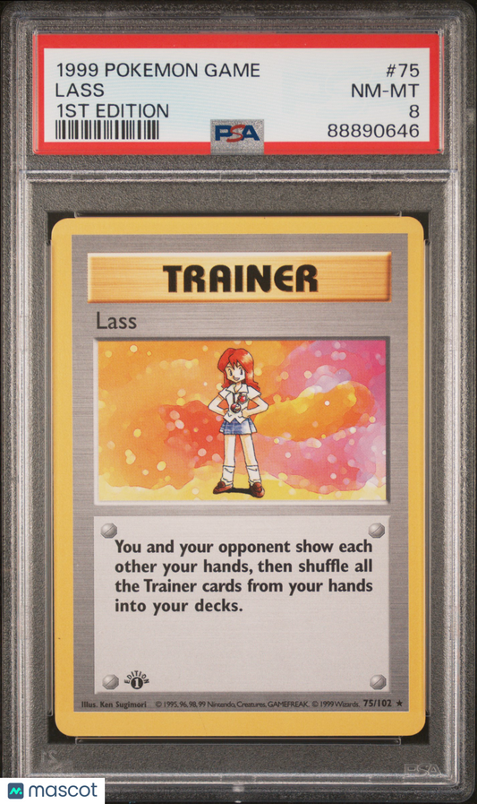1999 Pokemon—Lass #75 Base Set—Rare Non-Foil 1st Edition PSA 8