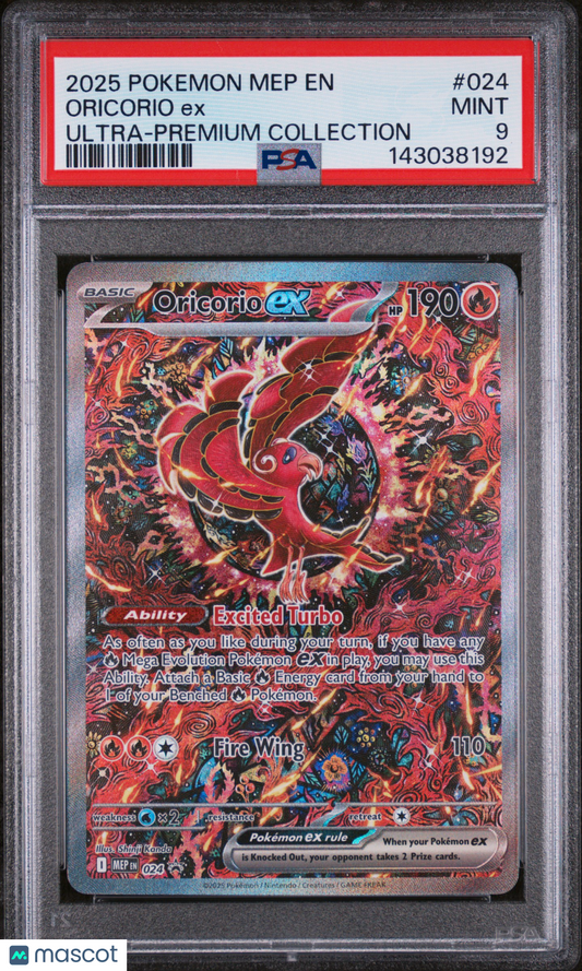 2025 Pokemon—Oricorio EX #024 Mega Evolution—Black Star Promo Holo PSA 9