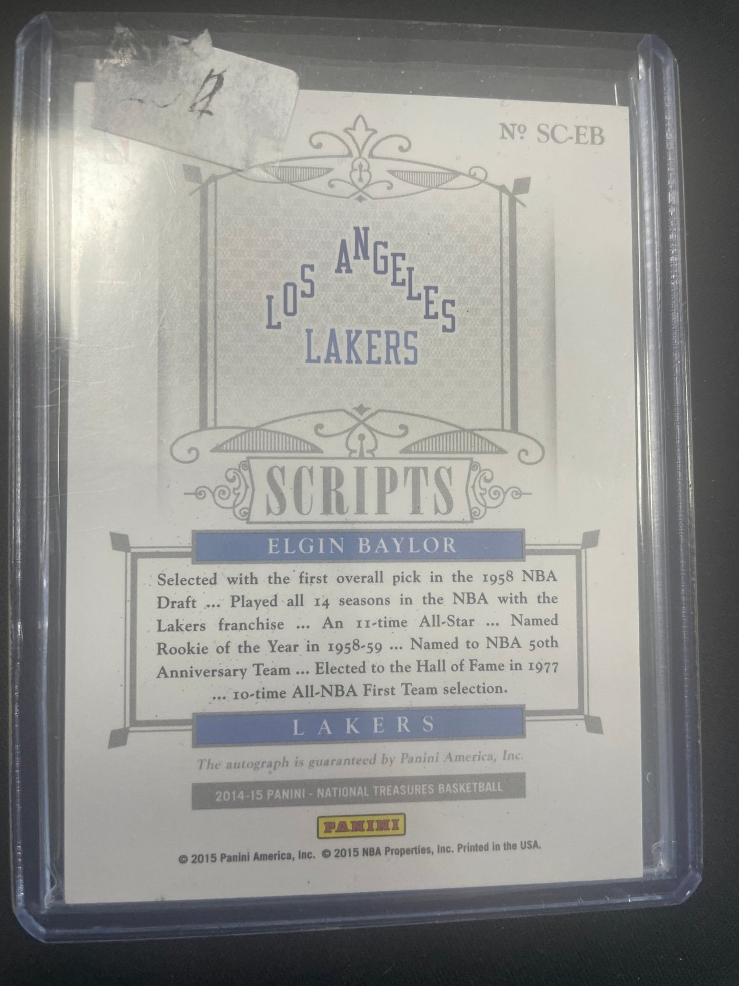 National Treasures Basketball Elgin Baylor Autograph /49 #SC-EB