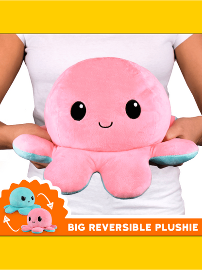BIG Reversible Octopus Plushie: Pink and Aqua - Papa Joey's Collectibles