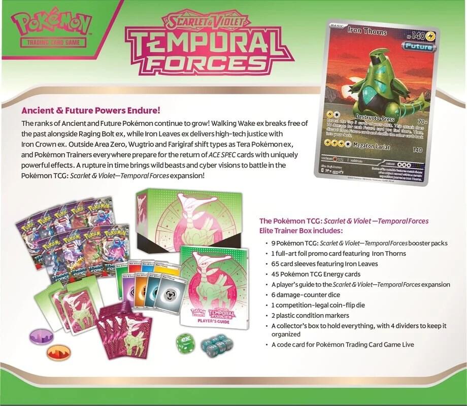 2024 Pokémon TCG: Scarlet & Violet—Temporal Forces (Iron Leaves) Elite Trainer Box